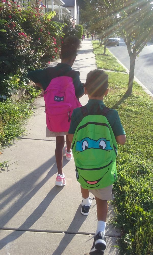 school kids walking